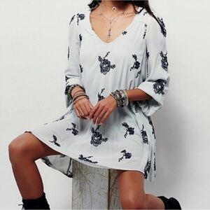 Free People Emma Austin Embroidered Floral Boho Swing Dress